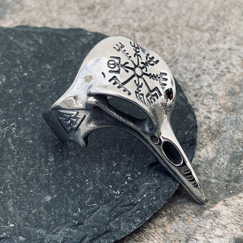 SANITY JEWELRY® Ring Viking Raven Skull W/ Compass Ring - Sizes 6-16 - R228