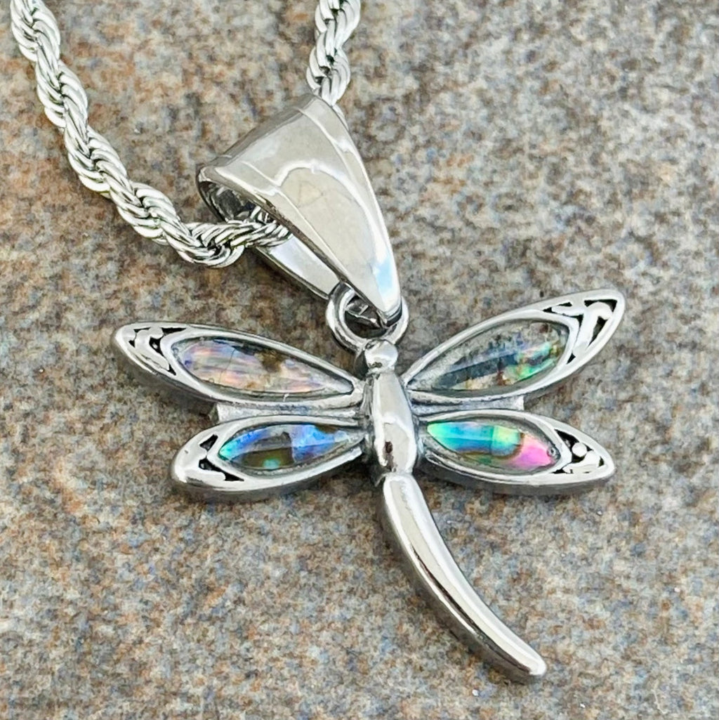 Sea Shell - Mini Dragonfly Pendant - Rope Necklace - SK2540M