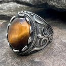 Sanity Jewelry Skull Ring 10 "Cat's Eye Stone" - Scrollwork - Sizes 9-17 - R188