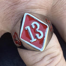 13 Ring - Red - Sizes 10-14 - R130 Skull Ring Biker Jewelry Skull Jewelry Sanity Jewelry Stainless Steel jewelry