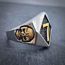 7 Ring - Black & Gold - Sizes 8-14  - R?? Ring Biker Jewelry Skull Jewelry Sanity Jewelry Stainless Steel jewelry