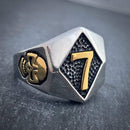 7 Ring - Black & Gold - Sizes 8-14  - R?? Ring Biker Jewelry Skull Jewelry Sanity Jewelry Stainless Steel jewelry