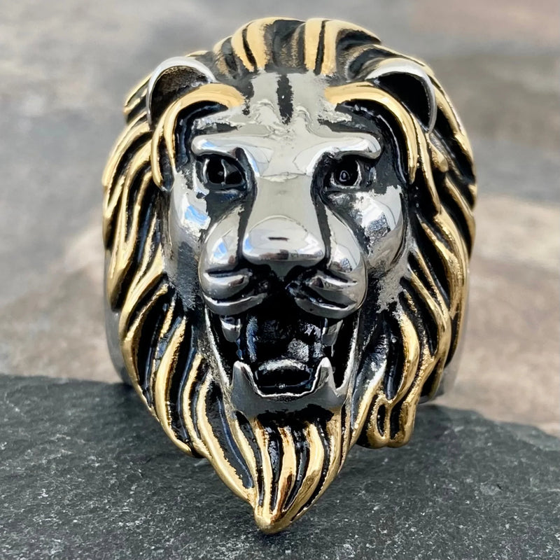 Sanity Jewelry Skull Ring 8 Lion Ring - "Leo the Golden" - Sizes 5-17 - R40