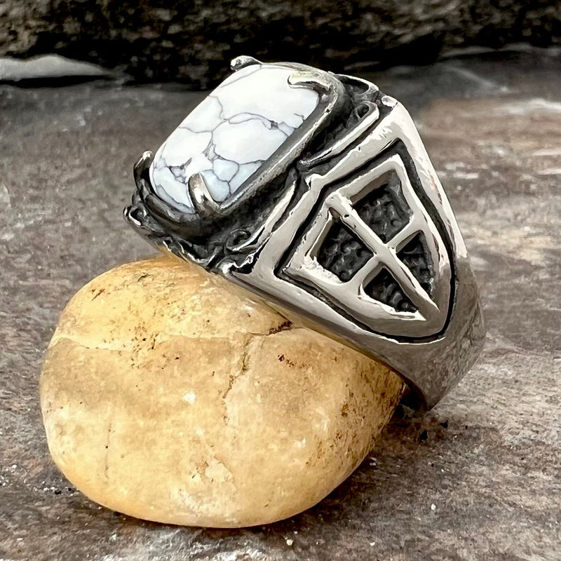 Sanity Jewelry Skull Ring 8 "White Stone" - Crusader - Sizes 8-16 - R74