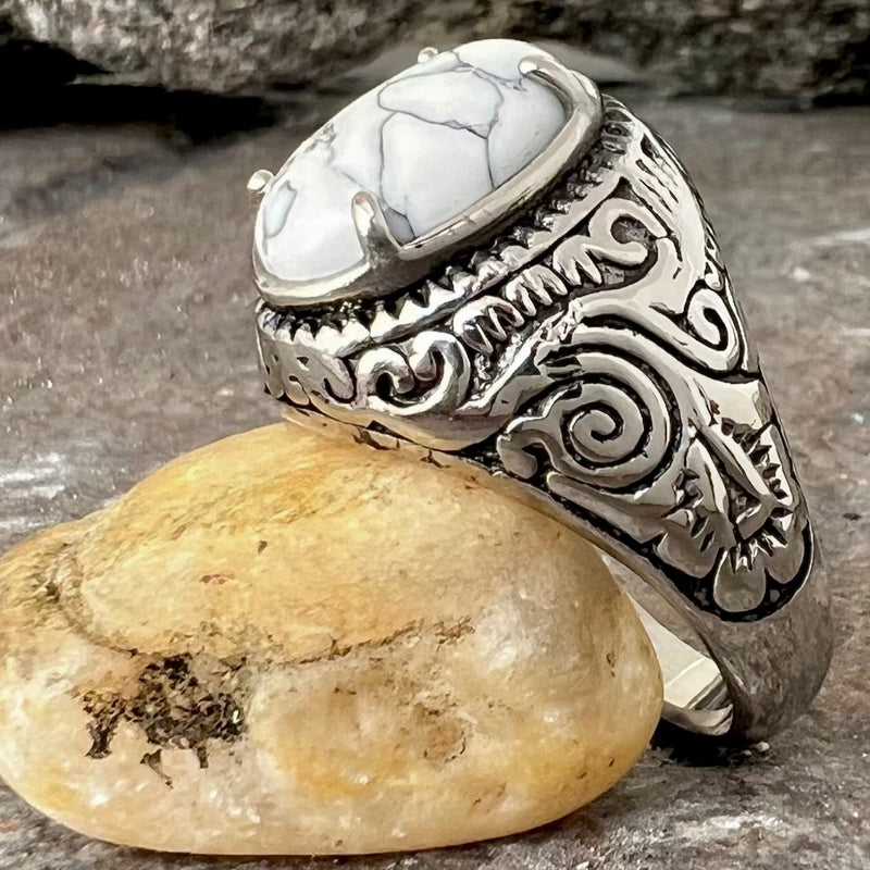Sanity Jewelry Skull Ring 8 "White Stone" - New Mexico - Large - Size 8-16 - R252