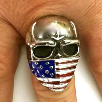 American Flag Mask Skull Ring - Sizes 7- 20 - R01 Skull Ring Biker Jewelry Skull Jewelry Sanity Jewelry Stainless Steel jewelry
