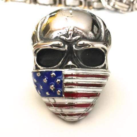 American Flag Mask Skull Ring - Sizes 7- 20 - R01 Skull Ring Biker Jewelry Skull Jewelry Sanity Jewelry Stainless Steel jewelry