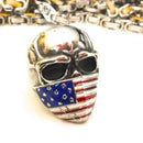 American Flag Mask Skull Ring - Sizes 7- 20 - R01 Skull Ring Biker Jewelry Skull Jewelry Sanity Jewelry Stainless Steel jewelry