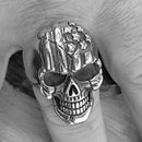 American Flag Skull Ring - Sizes 9-18 - R103 Skull Ring Biker Jewelry Skull Jewelry Sanity Jewelry Stainless Steel jewelry
