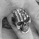 American Flag Skull Ring - Sizes 9-18 - R103 Skull Ring Biker Jewelry Skull Jewelry Sanity Jewelry Stainless Steel jewelry