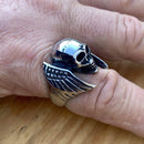 Angel Wings & Skull Ring - Sizes 6-16 - R02 Ring Biker Jewelry Skull Jewelry Sanity Jewelry Stainless Steel jewelry