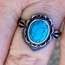 Sanity Jewelry Skull Ring Antique Blue Stone Ring - Sizes 5-11 - R206