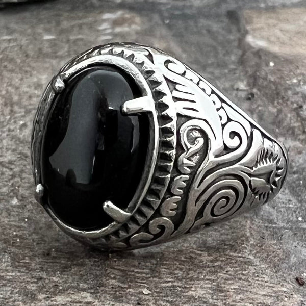 Big black stone clearance ring