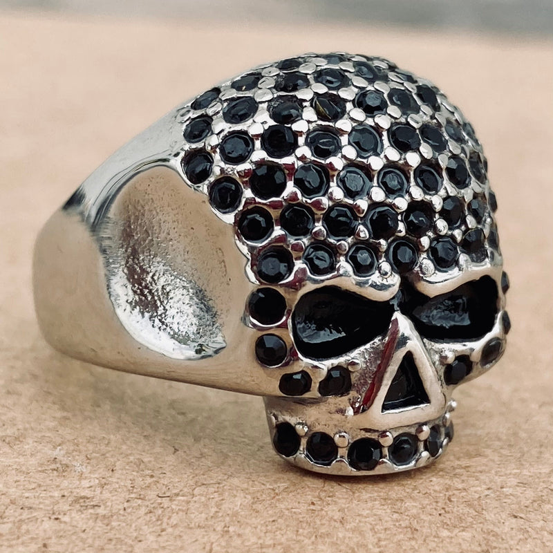 Sanity Jewelry Skull Ring Bling Skull Ring - Black - Sizes 4-12 - R47