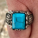 Sanity Jewelry Skull Ring "Blue Stone" - Crown Ring - Sizes 6-20 - R79