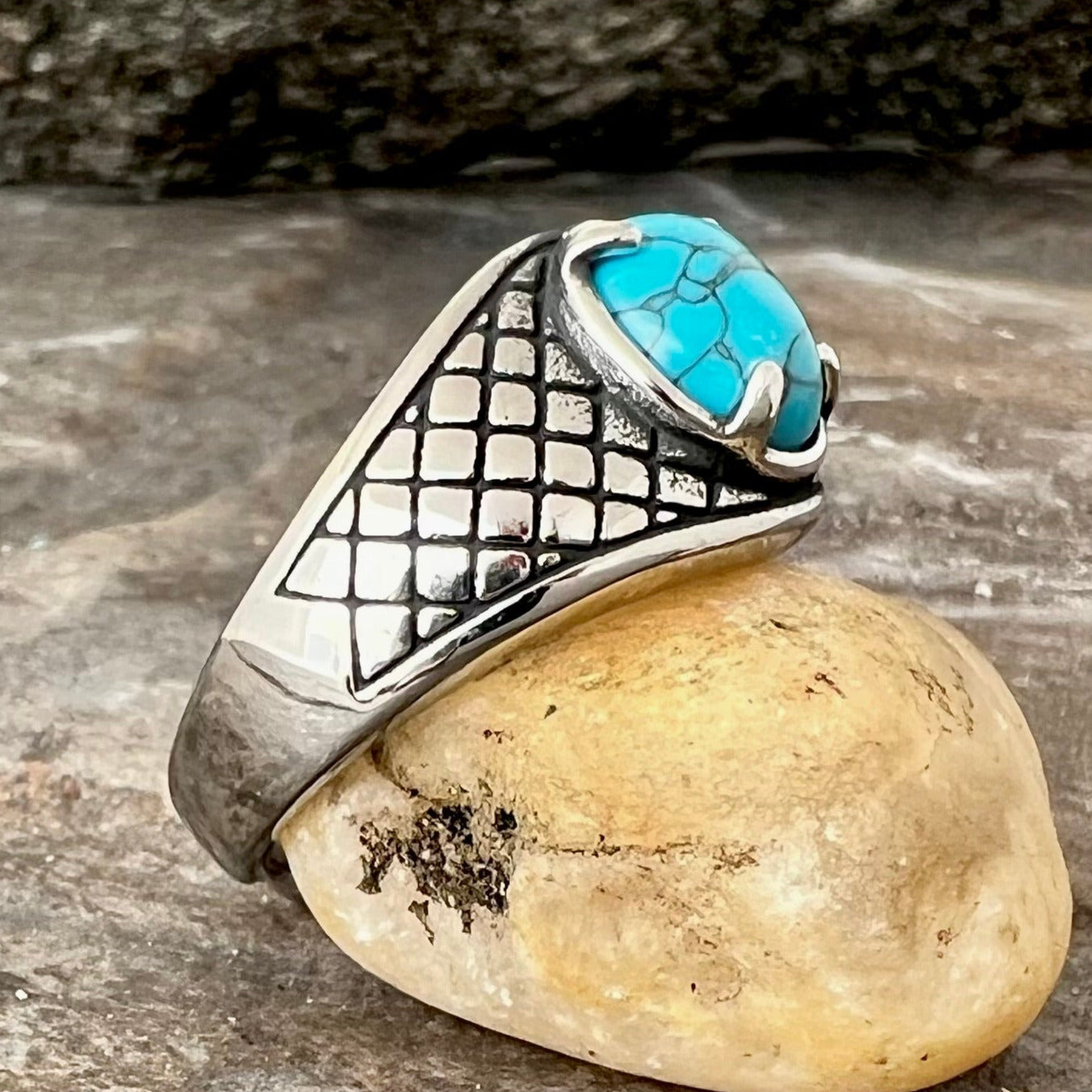 SILVER925 BLUE STONE DESIGN RING/シルバーリング Mens Silver Handmade 925 Sterling Silver Blue Stone Ring