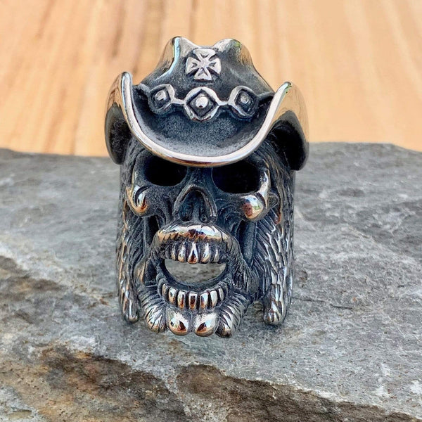Bone Crusher Collection - Cowboy "Lemmy" - Sizes 8-16 - R11 Skull Ring Biker Jewelry Skull Jewelry Sanity Jewelry Stainless Steel jewelry