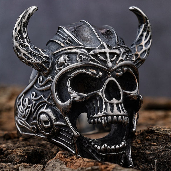 Sanity Jewelry Skull Ring "Bone Crusher Collection" - Valhalla Viking Skull - Sizes 8-16 - R18