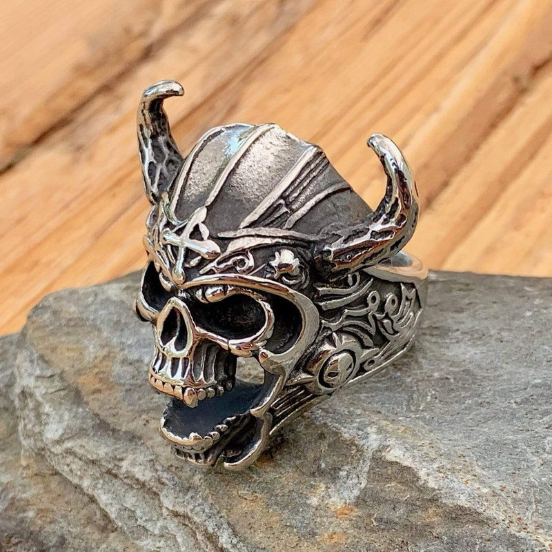 Bone Crusher Collection - Valhalla Viking Skull - Sizes 9-16 - R18 Skull Ring Biker Jewelry Skull Jewelry Sanity Jewelry Stainless Steel jewelry