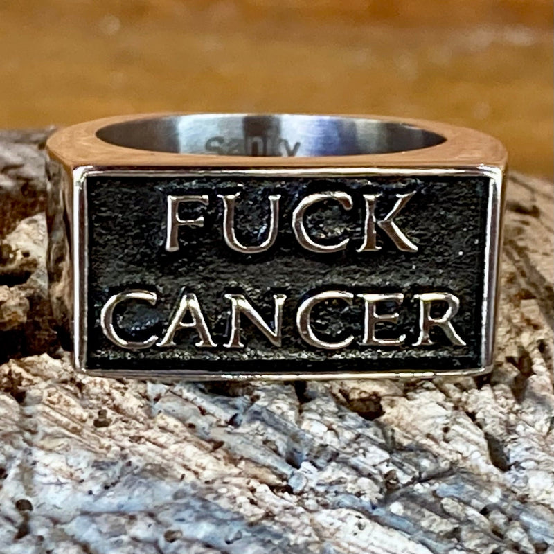 Sanity Jewelry Skull Ring Cancer F**k - Ring - Sizes 6 - 16  - R21