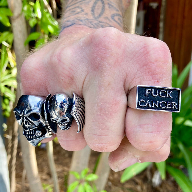 Sanity Jewelry Skull Ring Cancer F**k - Ring - Sizes 6 - 16  - R21
