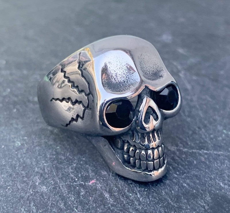 Captain Jack's Black Eye Skull Ring - Sizes 8 -16 - R141 Ring Biker Jewelry Skull Jewelry Sanity Jewelry Stainless Steel jewelry