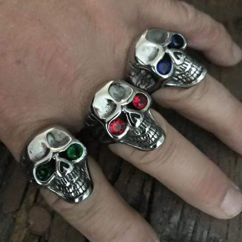 Captain Jack's Sapphire Skull Ring - Sizes 9-16 - R24 Ring Biker Jewelry Skull Jewelry Sanity Jewelry Stainless Steel jewelry