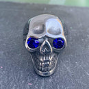 Captain Jack's Blue Eye Skull Ring - Sizes 9-16 - R24 Ring Biker Jewelry Skull Jewelry Sanity Jewelry Stainless Steel jewelry