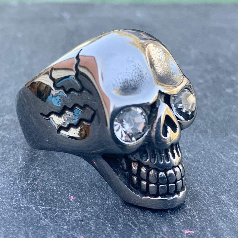 Captain Jack's White Eye Skull Ring - Sizes 8 -16 - R142 Ring Biker Jewelry Skull Jewelry Sanity Jewelry Stainless Steel jewelry
