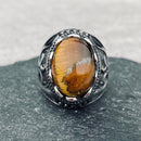 Sanity Jewelry Skull Ring "Cat's Eye Stone" - Scrollwork - Sizes 9-17 - R188