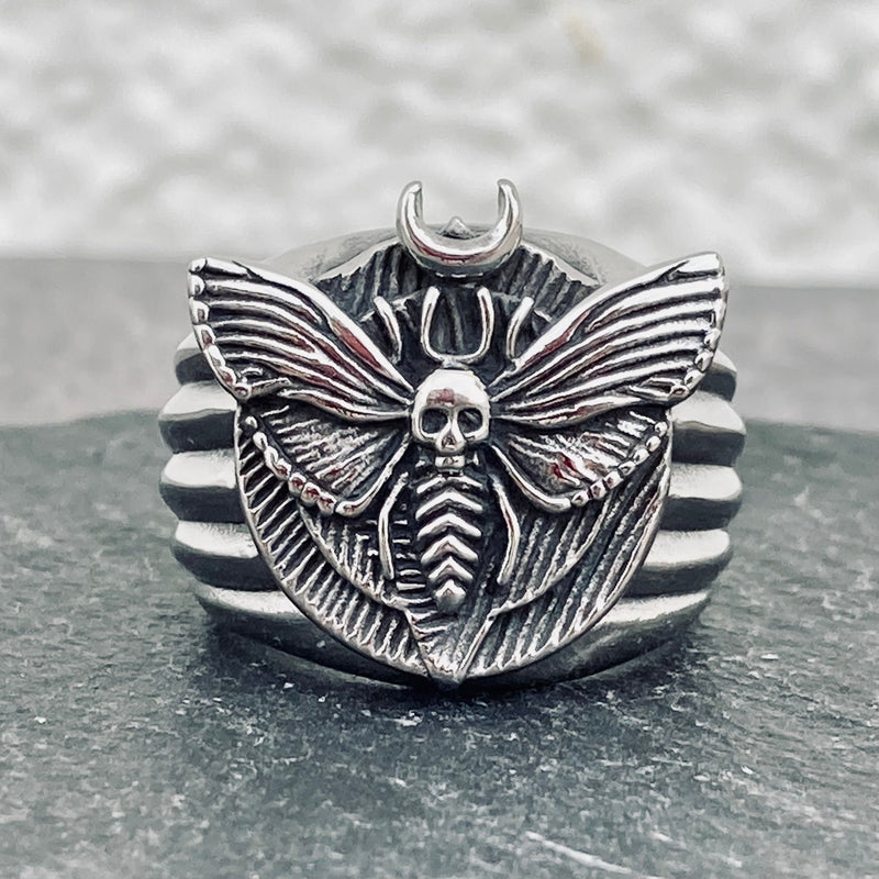 Sanity Jewelry Skull Ring Death Head Moth Ring - Sizes 7-11 - R126