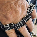 F*ck Off Ring - Sizes 6-16 - R27 Skull Ring Biker Jewelry Skull Jewelry Sanity Jewelry Stainless Steel jewelry