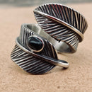 SANITY JEWELRY® Skull Ring Feather & Black Stone Ring - Sizes 5-12 - R190
