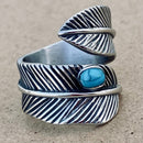 Sanity Jewelry Skull Ring Feather & Turquoise Ring - Sizes 5-12 - R141