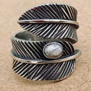 SANITY JEWELRY® Skull Ring Feather & White Stone Ring - Sizes 5-12 - R189