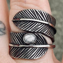 SANITY JEWELRY® Skull Ring Feather & White Stone Ring - Sizes 5-12 - R189