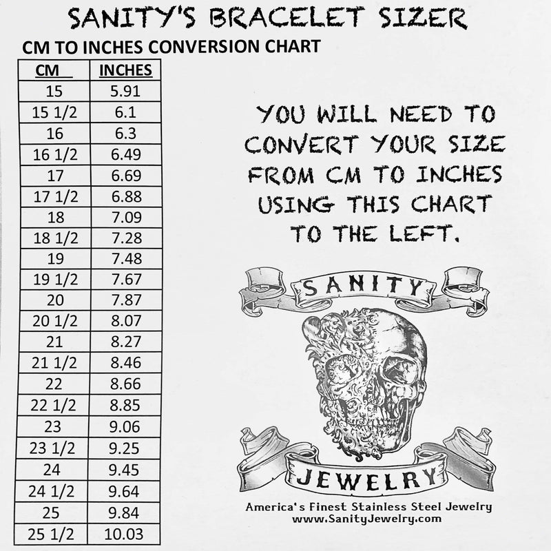 "FREE BRACELET SIZER CLICK HERE" Limit One Per Order- JUST ADD TO YOUR CART AND CHECKOUT Biker Jewelry Skull Jewelry Sanity Jewelry Stainless Steel jewelry