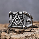 Sanity Jewelry Skull Ring Free Mason Square Ring - Sizes 6-15 - R160