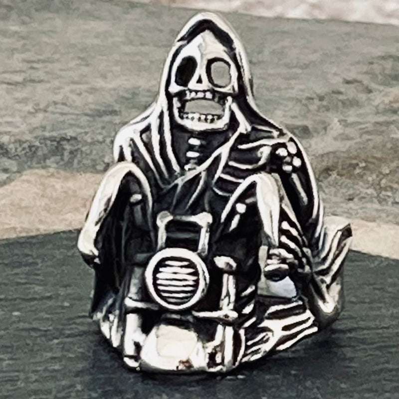 Sanity Jewelry Skull Ring Grim Reaper Riding a Harley - Sizes 9-16 - SLC34