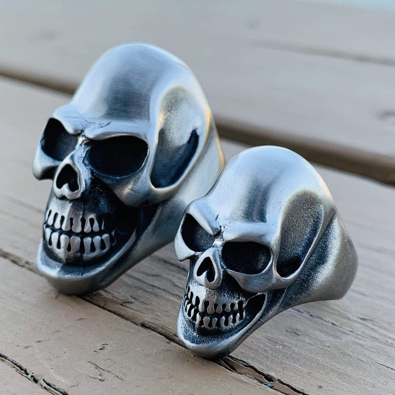 Jimmy - Big - Skull Ring - Brushed Stainless Steel - Sizes 9-16 - R37 Ring Biker Jewelry Skull Jewelry Sanity Jewelry Stainless Steel jewelry