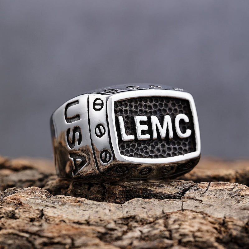 Sanity Jewelry Skull Ring LEMC Law Enforcment Motorcycle Club Ring - Sizes 9-17 - R39