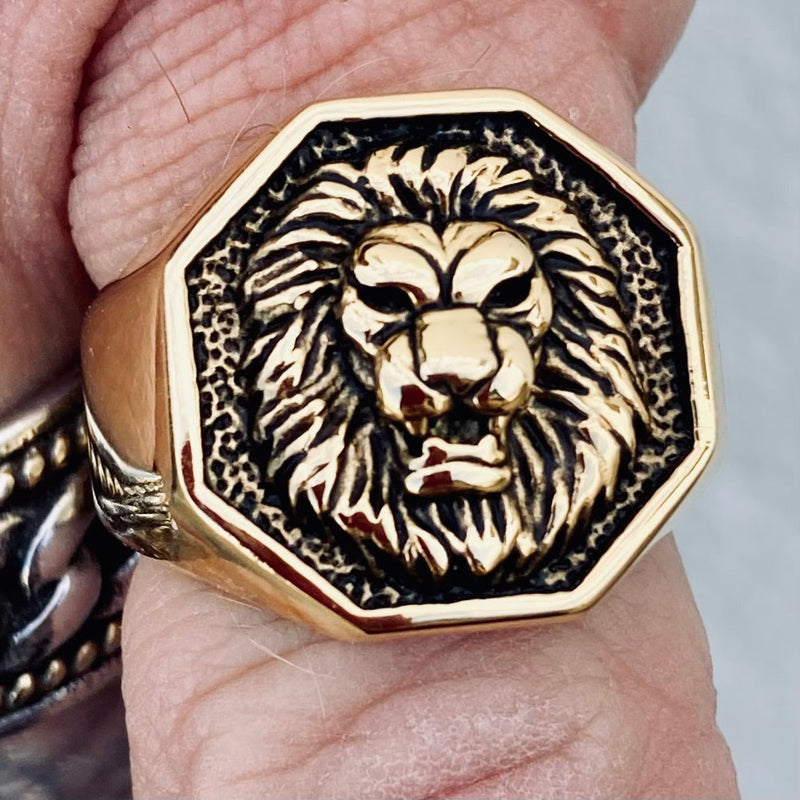 Sanity Jewelry Skull Ring Lion Ring - Gold - Sizes 5-17 - R101