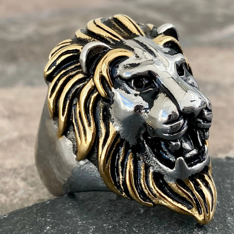 Sanity Jewelry Skull Ring Lion Ring - "Leo the Golden" - Sizes 5-17 - R40