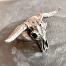 Longhorn Skull Ring - Sizes 9-12 - R135 Skull Ring Biker Jewelry Skull Jewelry Sanity Jewelry Stainless Steel jewelry
