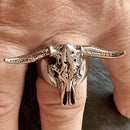 Longhorn Skull Ring - Sizes 9-12 - R135 Skull Ring Biker Jewelry Skull Jewelry Sanity Jewelry Stainless Steel jewelry