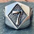 Sanity Jewelry Skull Ring Lucky 7 - Silver - Sizes 8-13  - R43