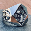 Sanity Jewelry Skull Ring Lucky 7 - Silver - Sizes 8-13  - R43