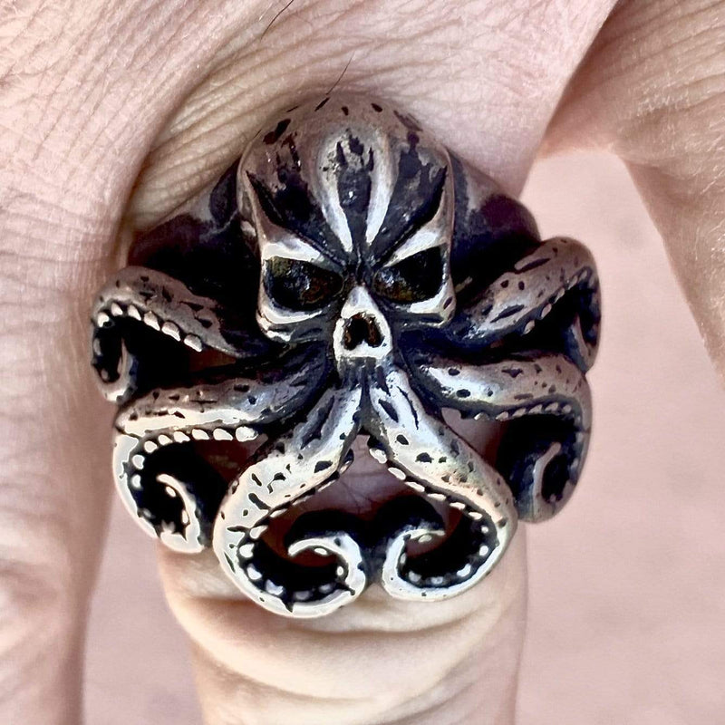 Octopus Skull Ring - Sizes 7-13 - R72 Skull Ring Biker Jewelry Skull Jewelry Sanity Jewelry Stainless Steel jewelry