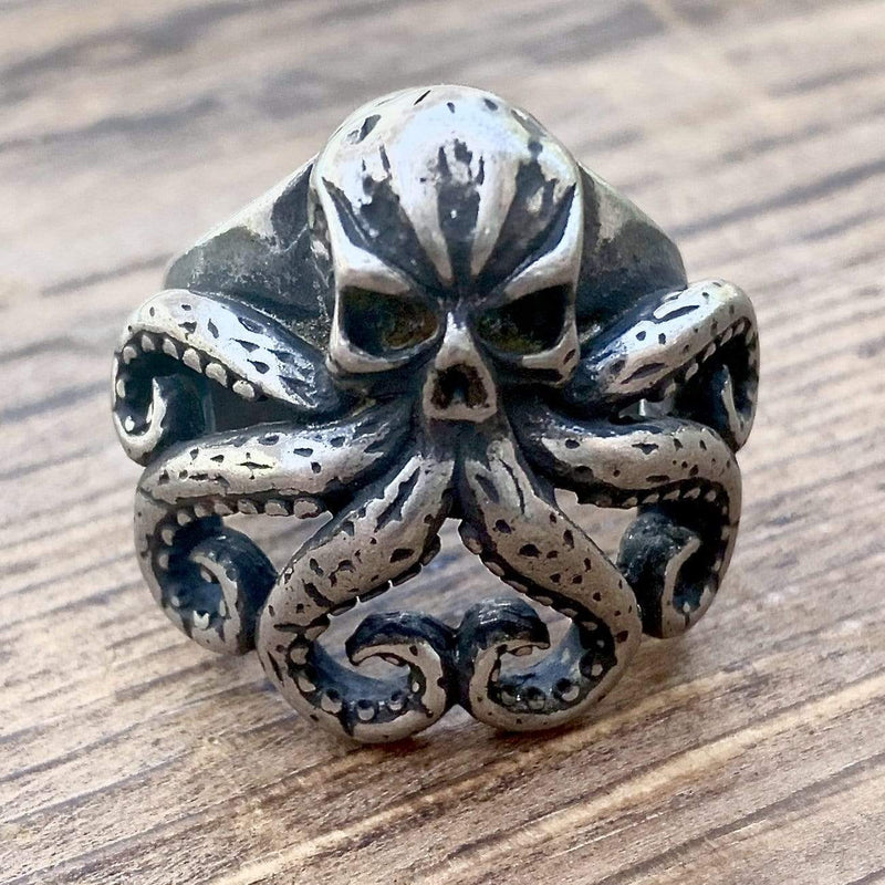 Octopus Skull Ring - Sizes 7-13 - R72 Skull Ring Biker Jewelry Skull Jewelry Sanity Jewelry Stainless Steel jewelry