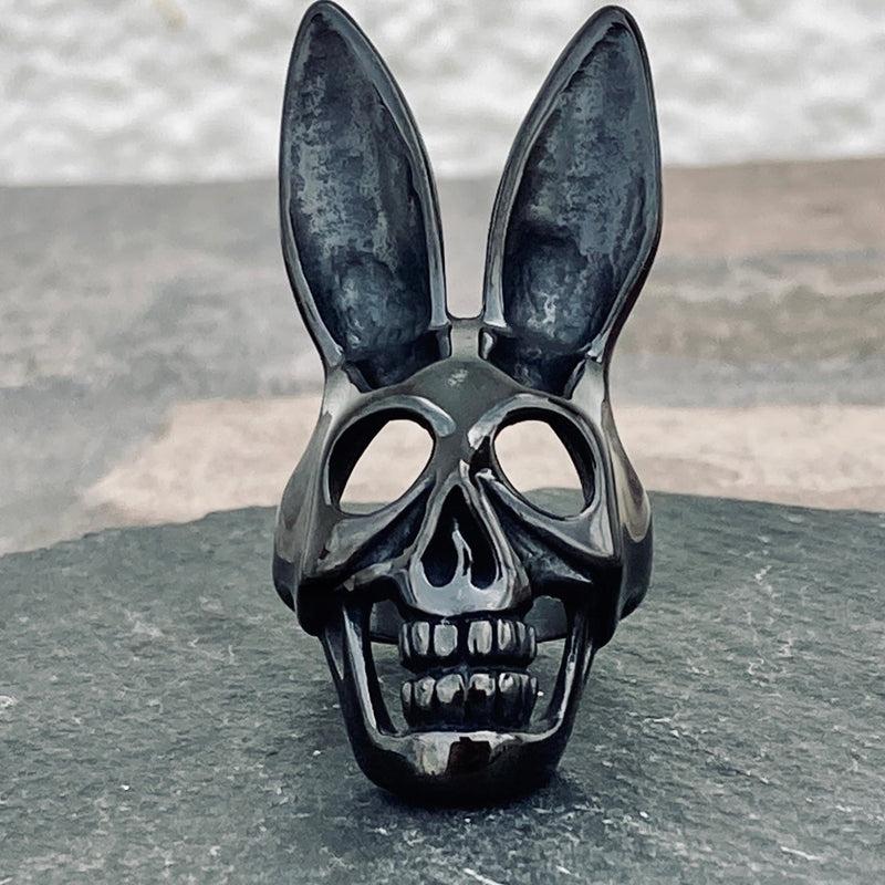 Sanity Jewelry Skull Ring Playboy Bunny - Black - Sizes 5-13 - R149